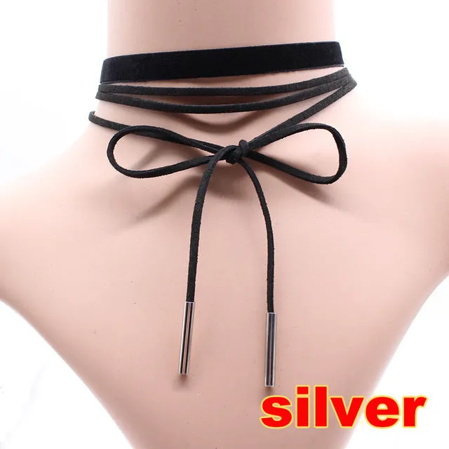 Fashion kolye multilayer Velvet strip Choker Necklace rope collar Tattoo Statement jewelry for women mujer ras de cou Bijoux