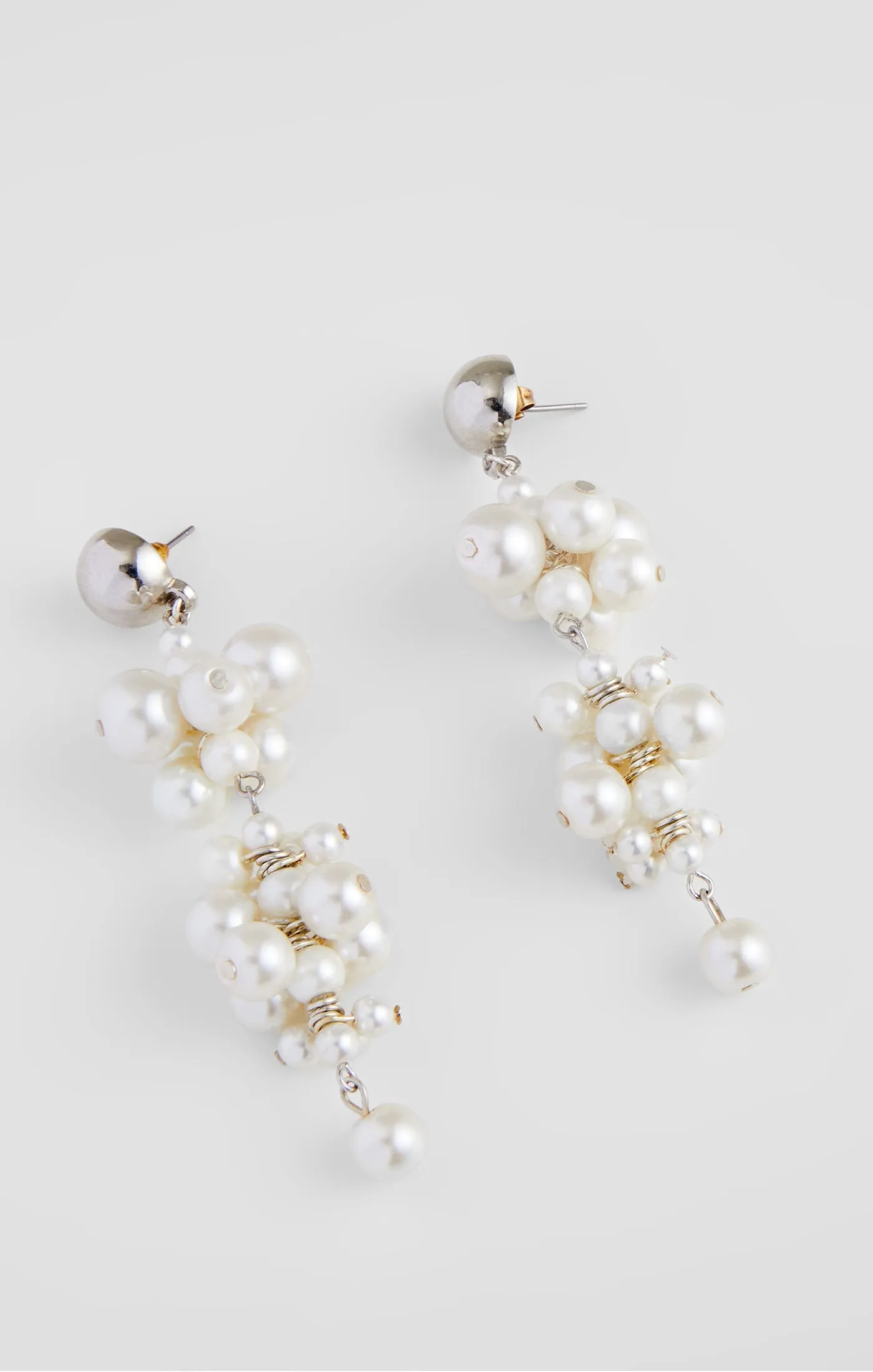 Faux Pearl Cluster Drop Earrings