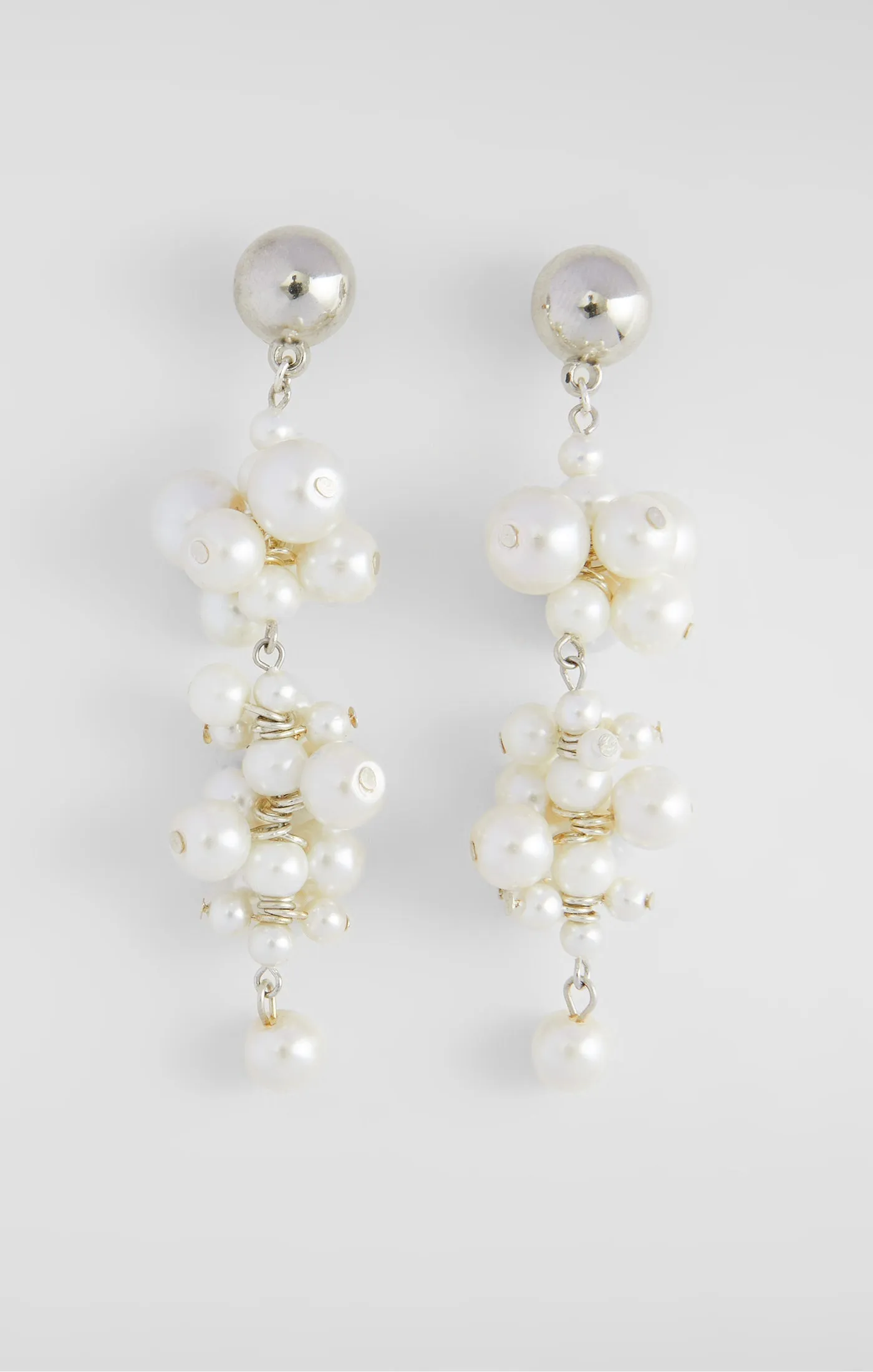 Faux Pearl Cluster Drop Earrings