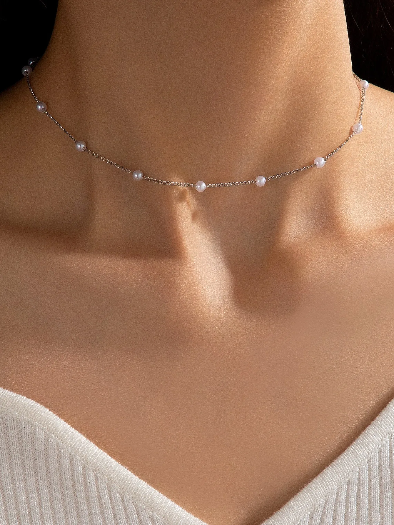 Faux Pearl Decor Necklace Elegant Necklace for Women Fashion Jewelry