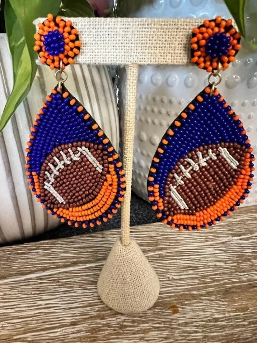 Football Teardrop Bead Stud Earrings