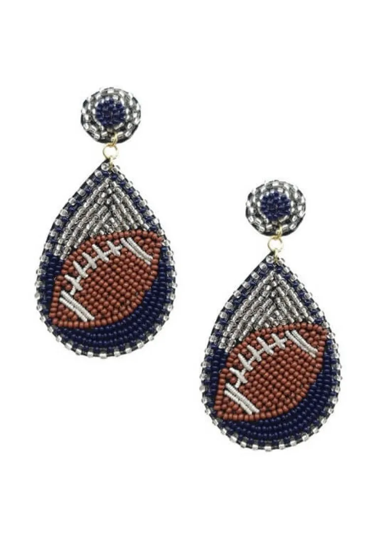 Football Teardrop Bead Stud Earrings