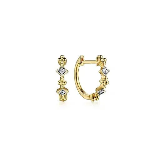 Gabriel & Co. Yellow Gold Diamond Huggie Earrings