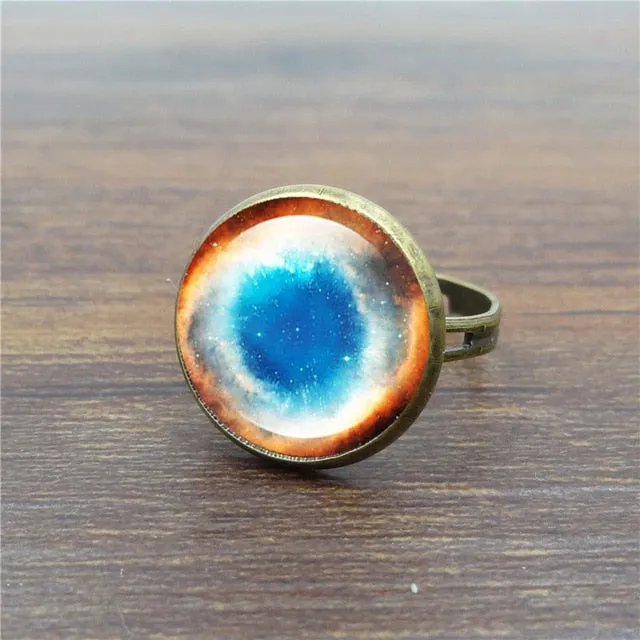 Galaxy Space Glass Cabochon ring adjustable