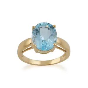 gelb 9 Karat Gold 5.00ct ct Himmelblau Topas klassisch einzeln Stein Ring