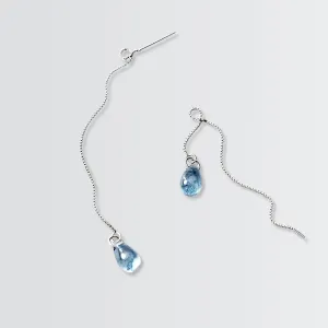 Glassy Tear Drops Chain Earrings