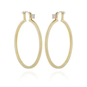 Goldtone Cubic Zirconia Large Hoops Earrings