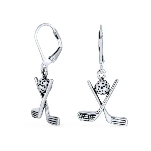 Golf Clubs Dangle Gemstone Earrings Sterling Silver for Female Golfers Gifts