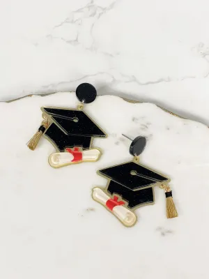 Graduation Cap Acrylic Dangle Earrings