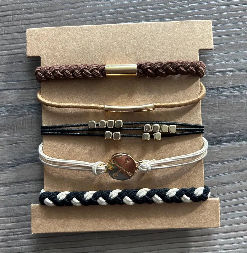 Hair Tie Bracelet Set black/brown