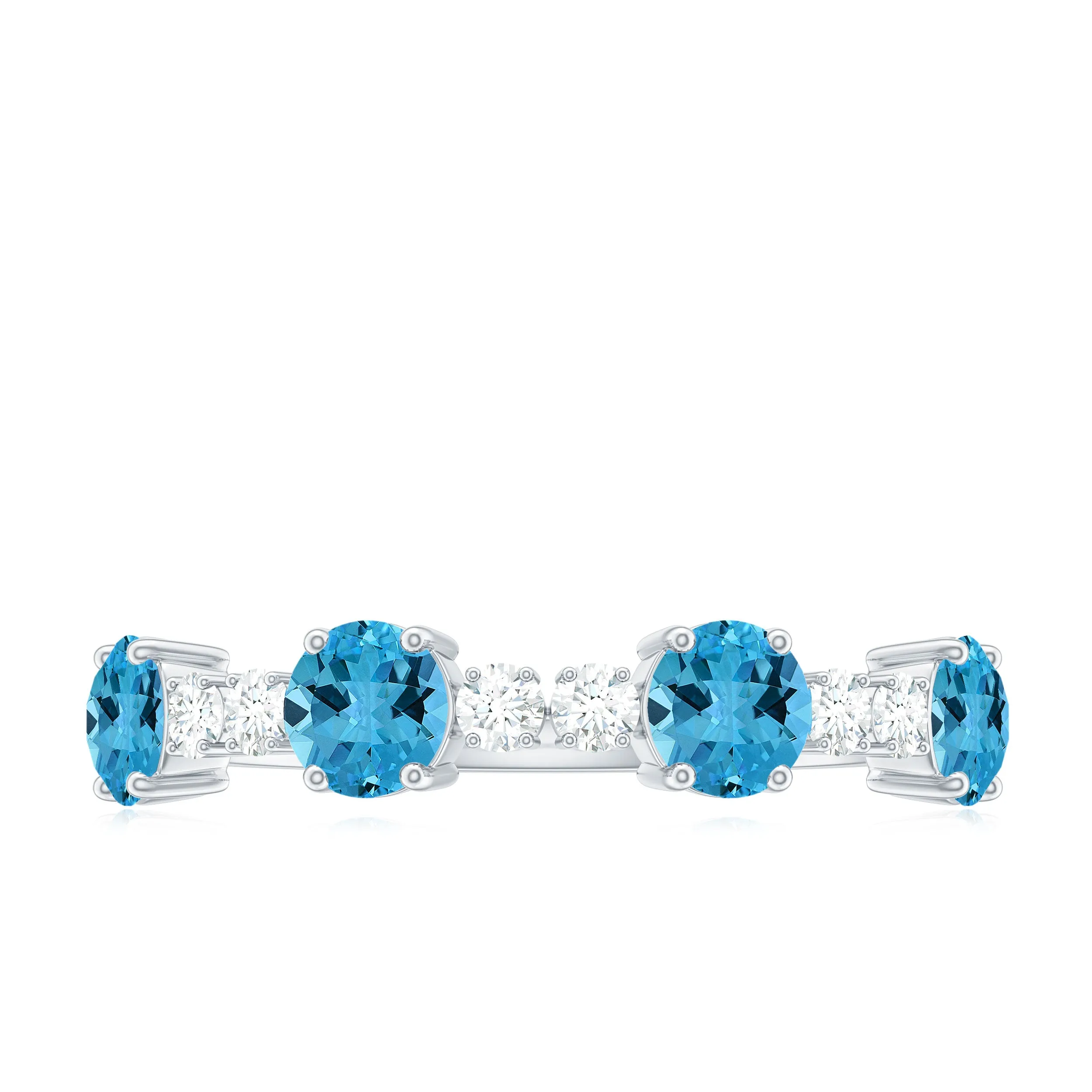 Half Eternity Ring with Swiss Blue Topaz and Diamond