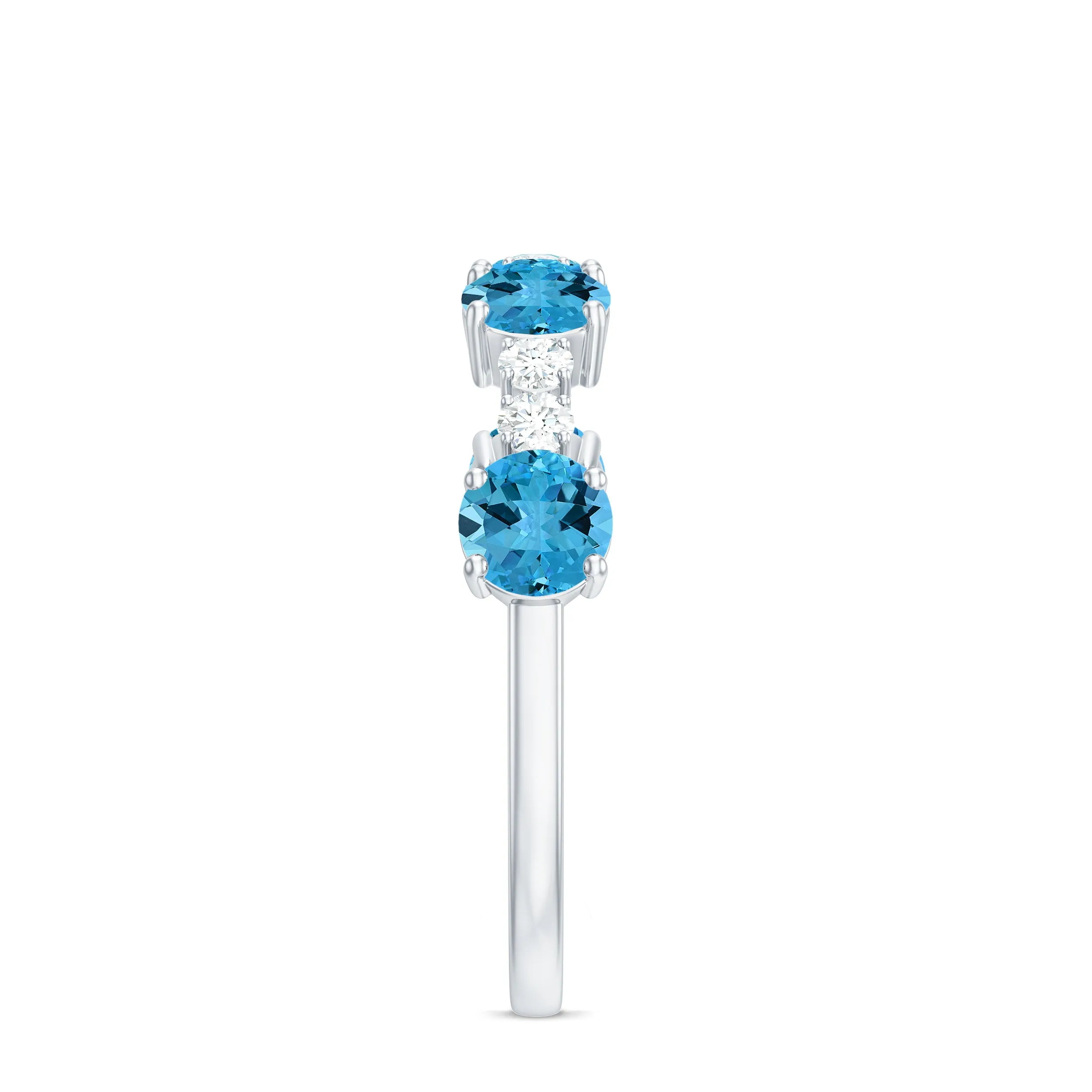 Half Eternity Ring with Swiss Blue Topaz and Diamond