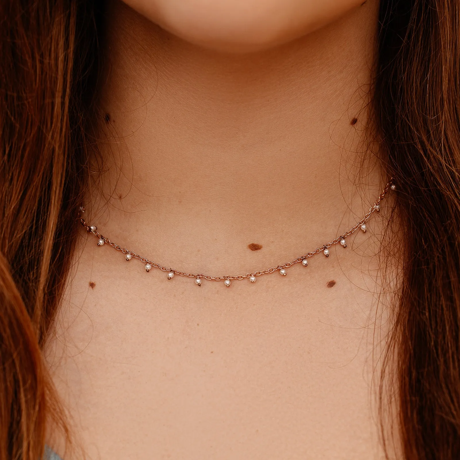 Hanging Pearl Beaded Choker