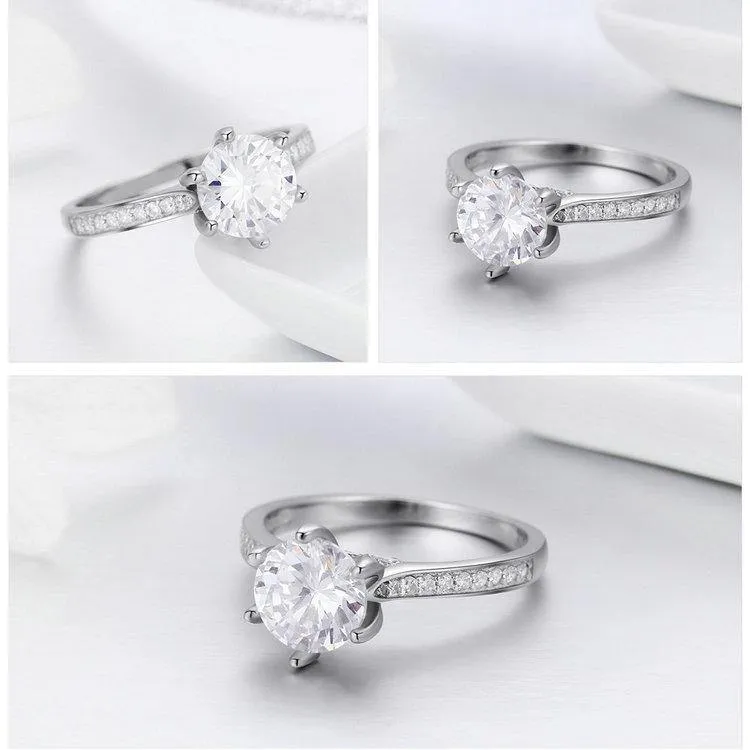 High Quality 925 Sterling Silver Princess Square AAAA  CZ WEdding Bridal Ring