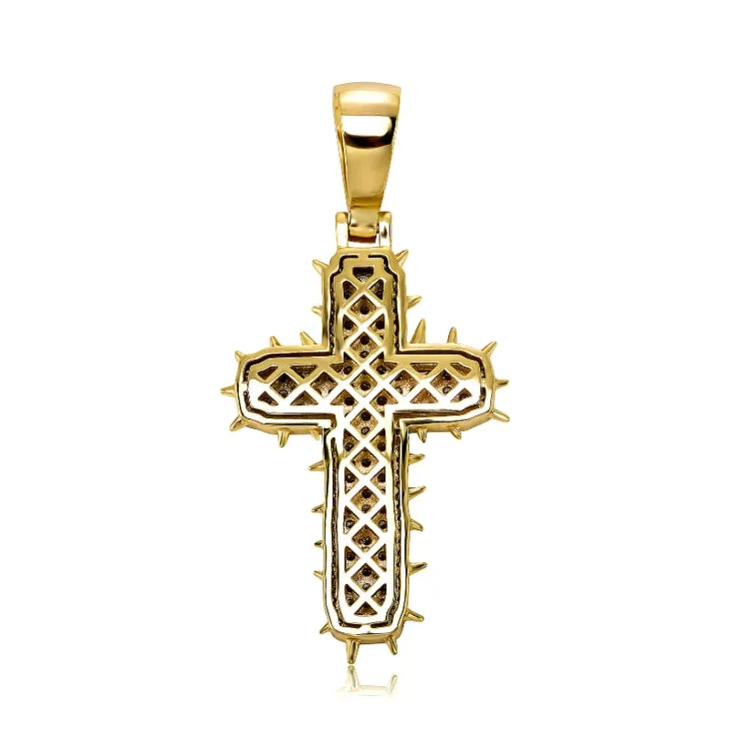 Hip-hop Zircon Sting Cactus Cross Pendant