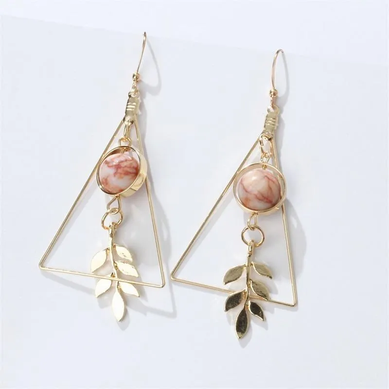 Hollow Out Triangle Earrings For Woman Leaf Earrings Fashionable Jewelry