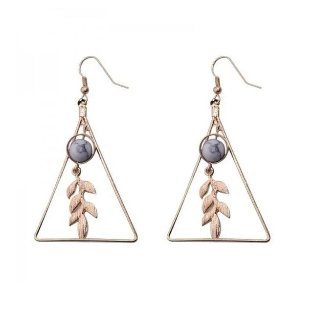 Hollow Out Triangle Earrings For Woman Leaf Earrings Fashionable Jewelry