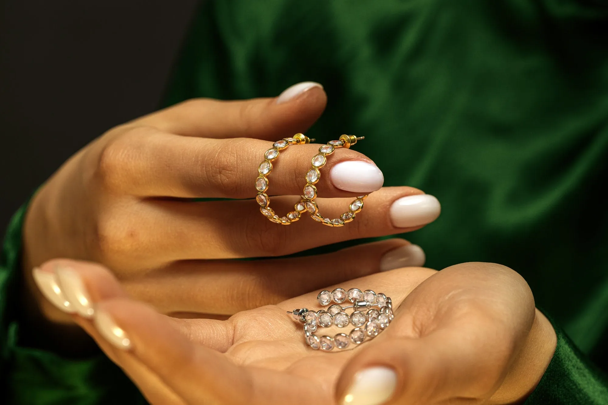 Hoop Earrings with Crystals