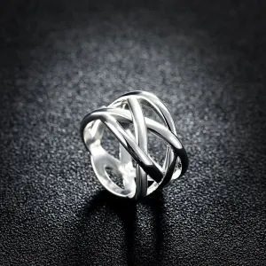 Hot fine 925 Sterling Silver Cross fishing net Rings for Women Men Size 6 7 8 9 10 Fashion party Wedding Jewelry Holiday gifts