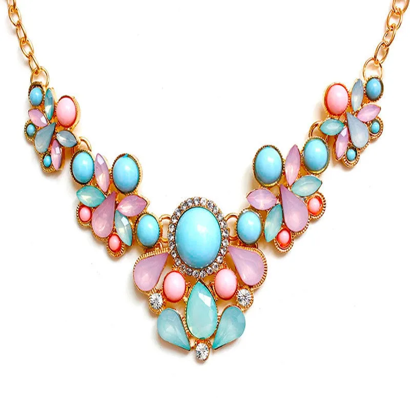 Hot Sweet Elegant Women Bohemian Bib Choker Necklace & Fresh Candy Color Pendant Necklaces