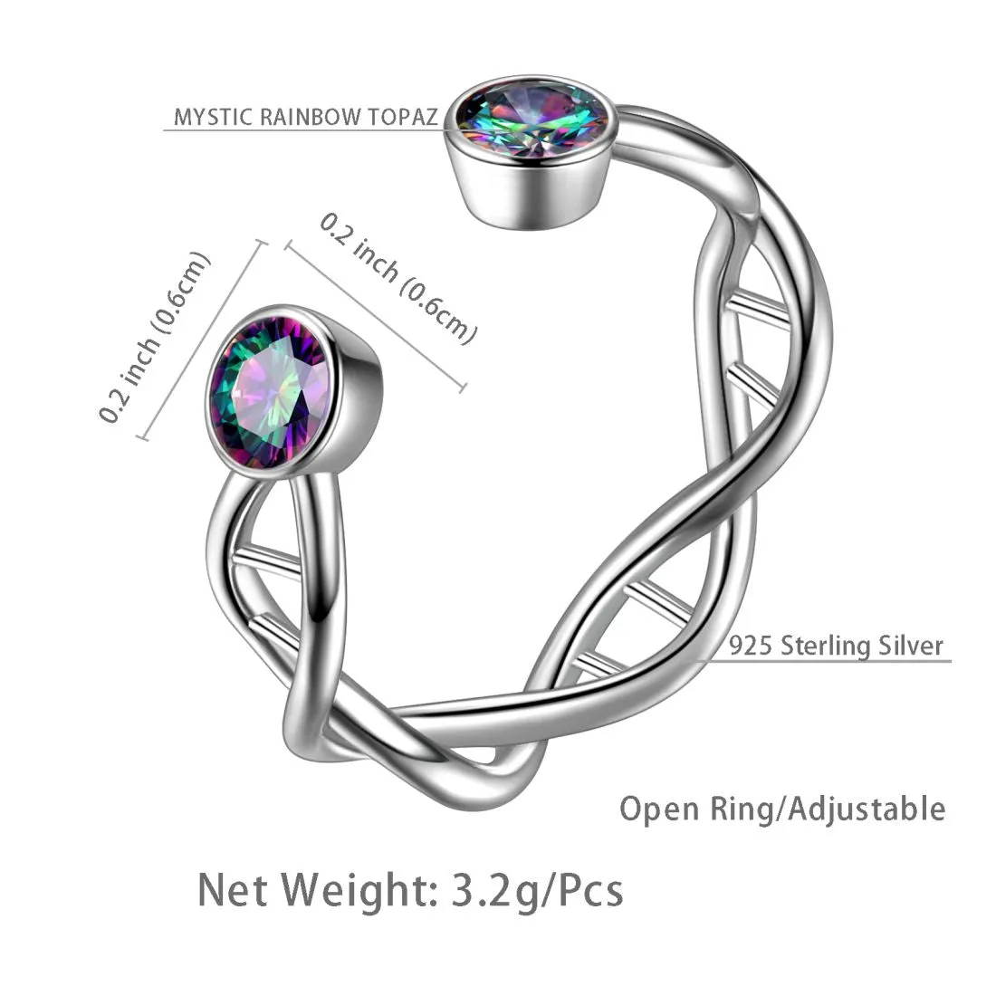 Infinity Spiral DNA Double Helix Rings Women Jewelry Aurora Tears