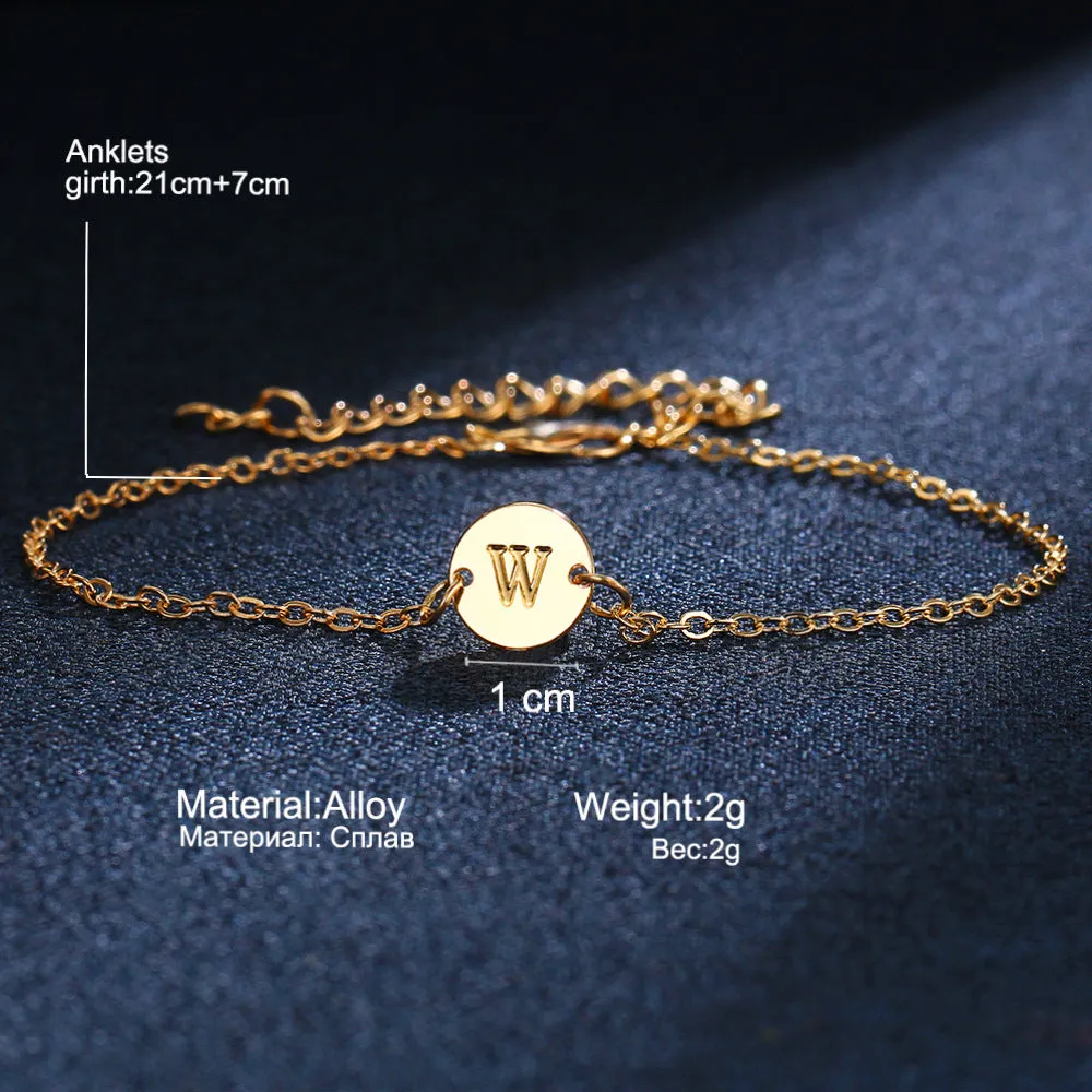 Jewelry Adjustable Gold-Tone Alloy Initial Unisex Bracelets