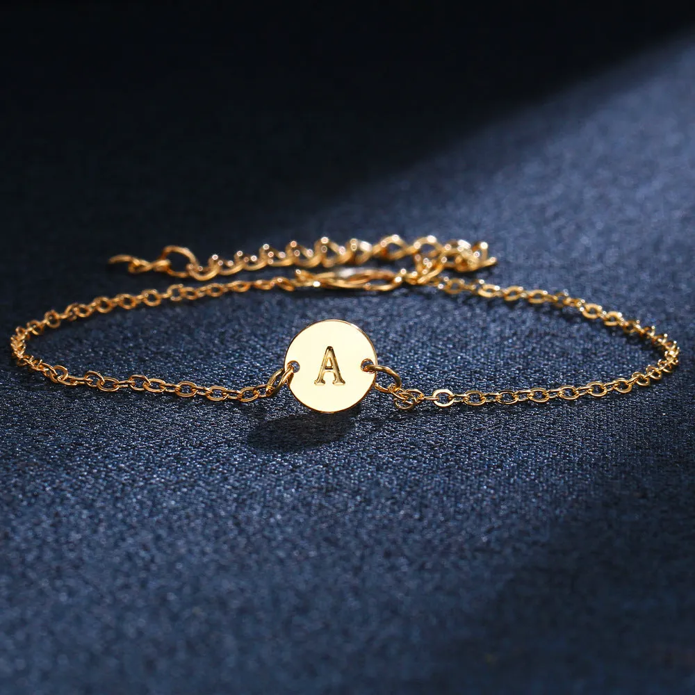 Jewelry Adjustable Gold-Tone Alloy Initial Unisex Bracelets