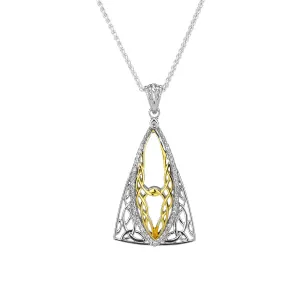 Keith Jack Sterling Silver Rhodium   10k with CZ Tower Gateway Pendant Small