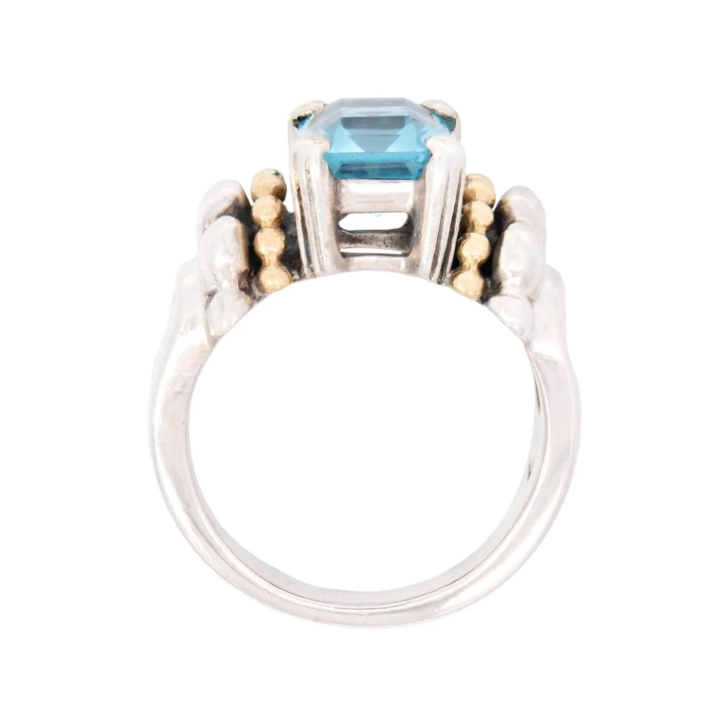 Lagos Estate 18k Sterling Silver Blue Topaz Ring