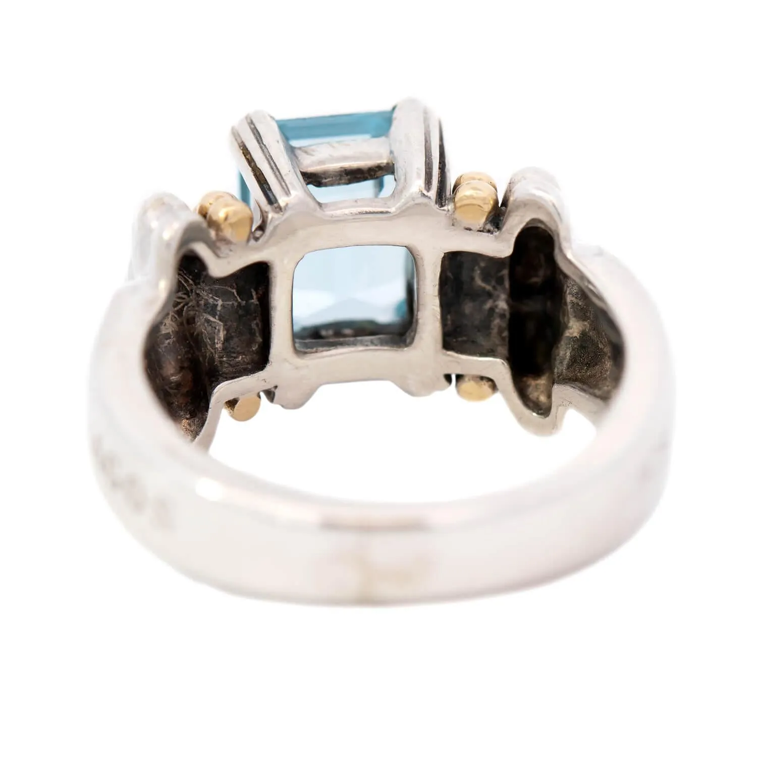 Lagos Estate 18k Sterling Silver Blue Topaz Ring