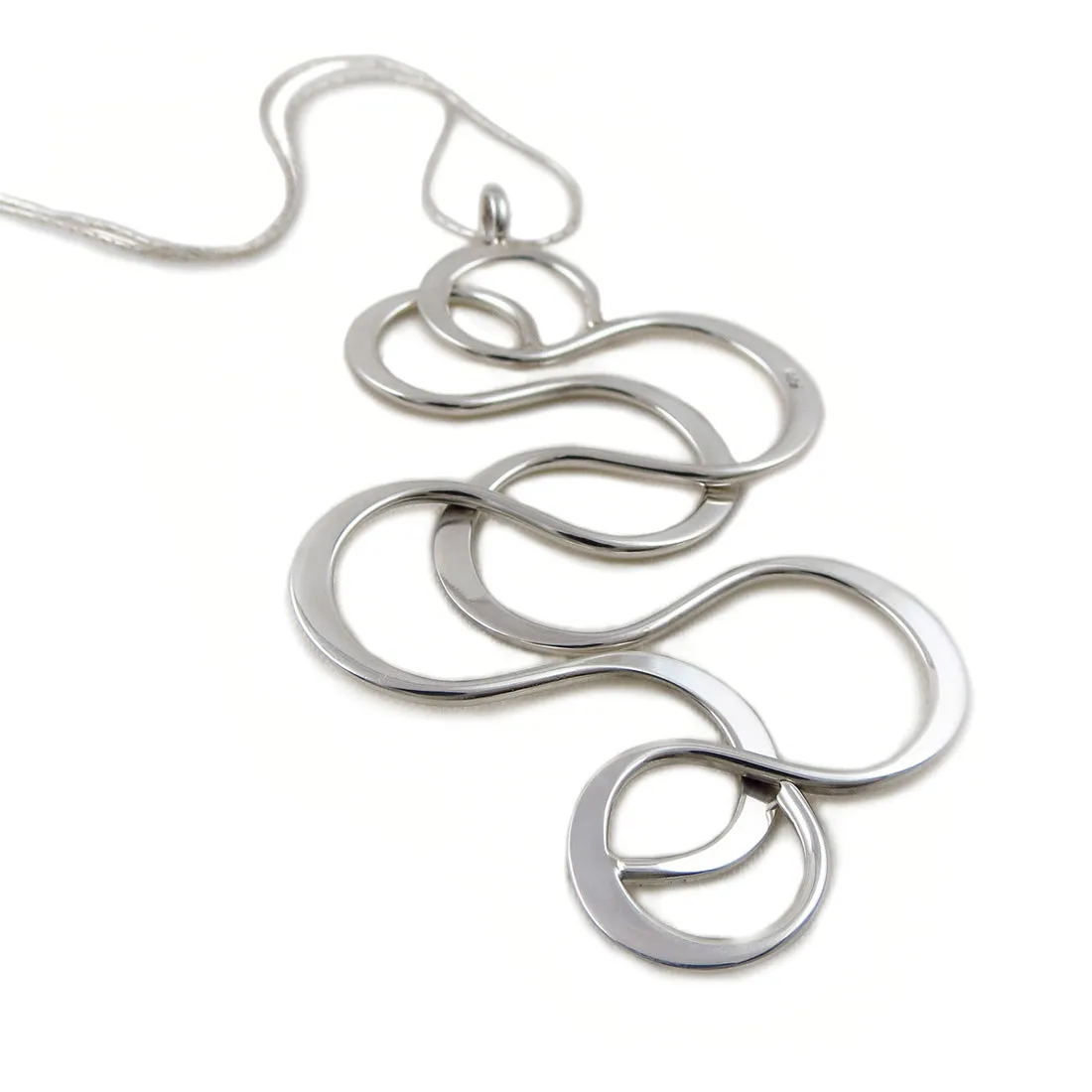 Large Sterling Silver Infinity Swirl Pendant Necklace