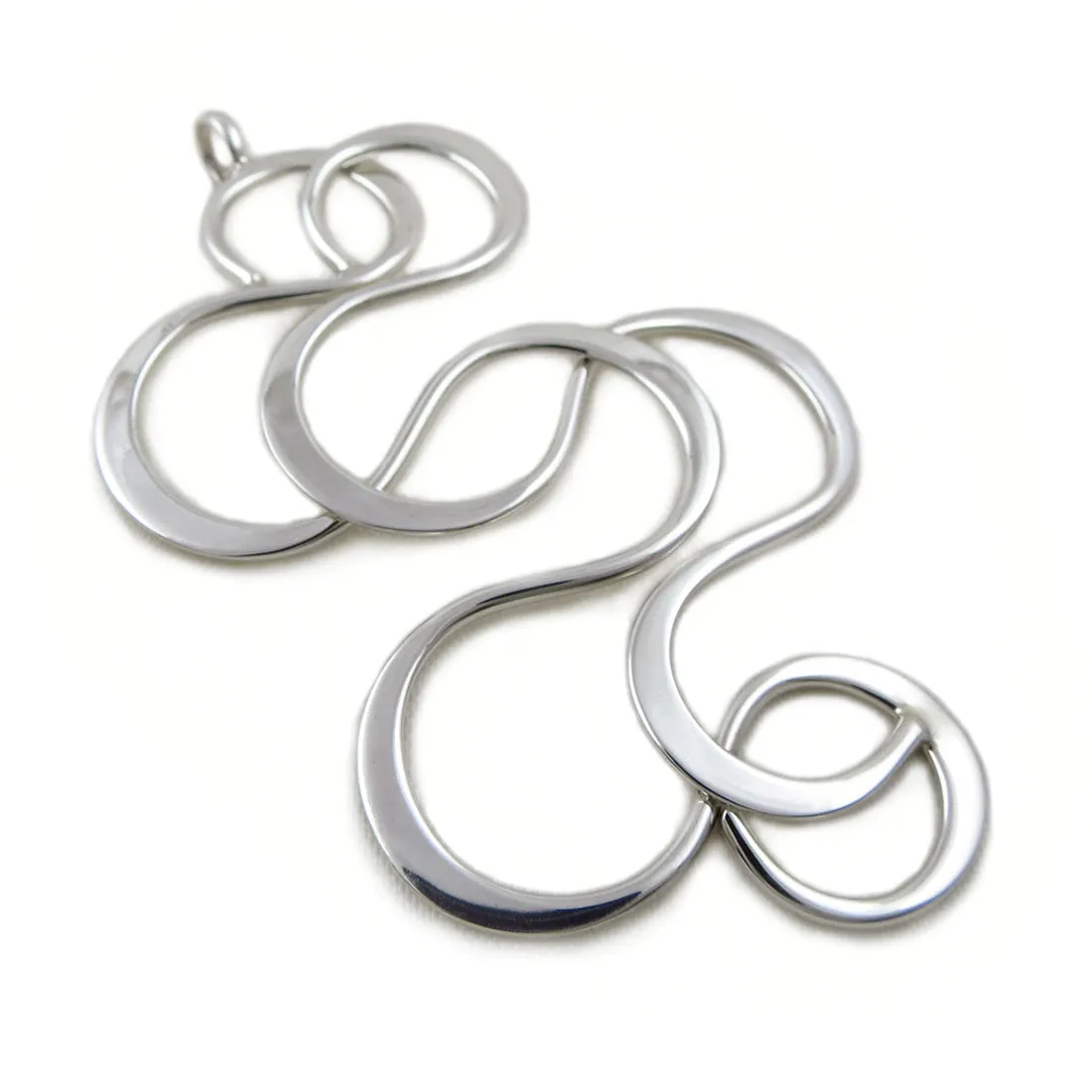 Large Sterling Silver Infinity Swirl Pendant Necklace