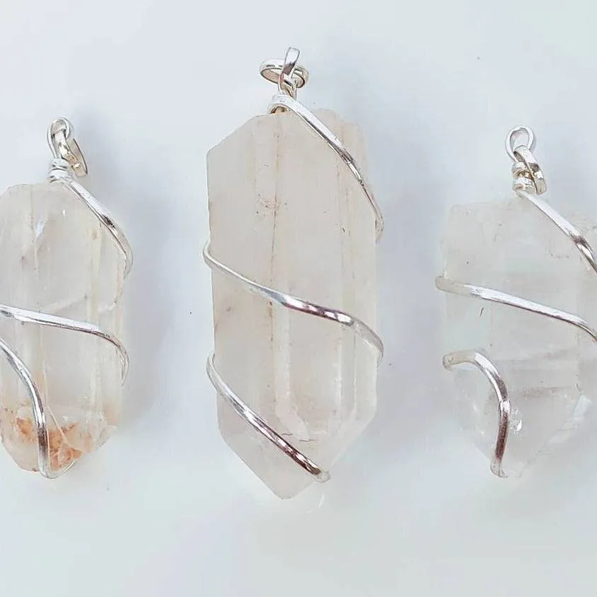 Large Wire Himalayan Quartz Pendant Necklace