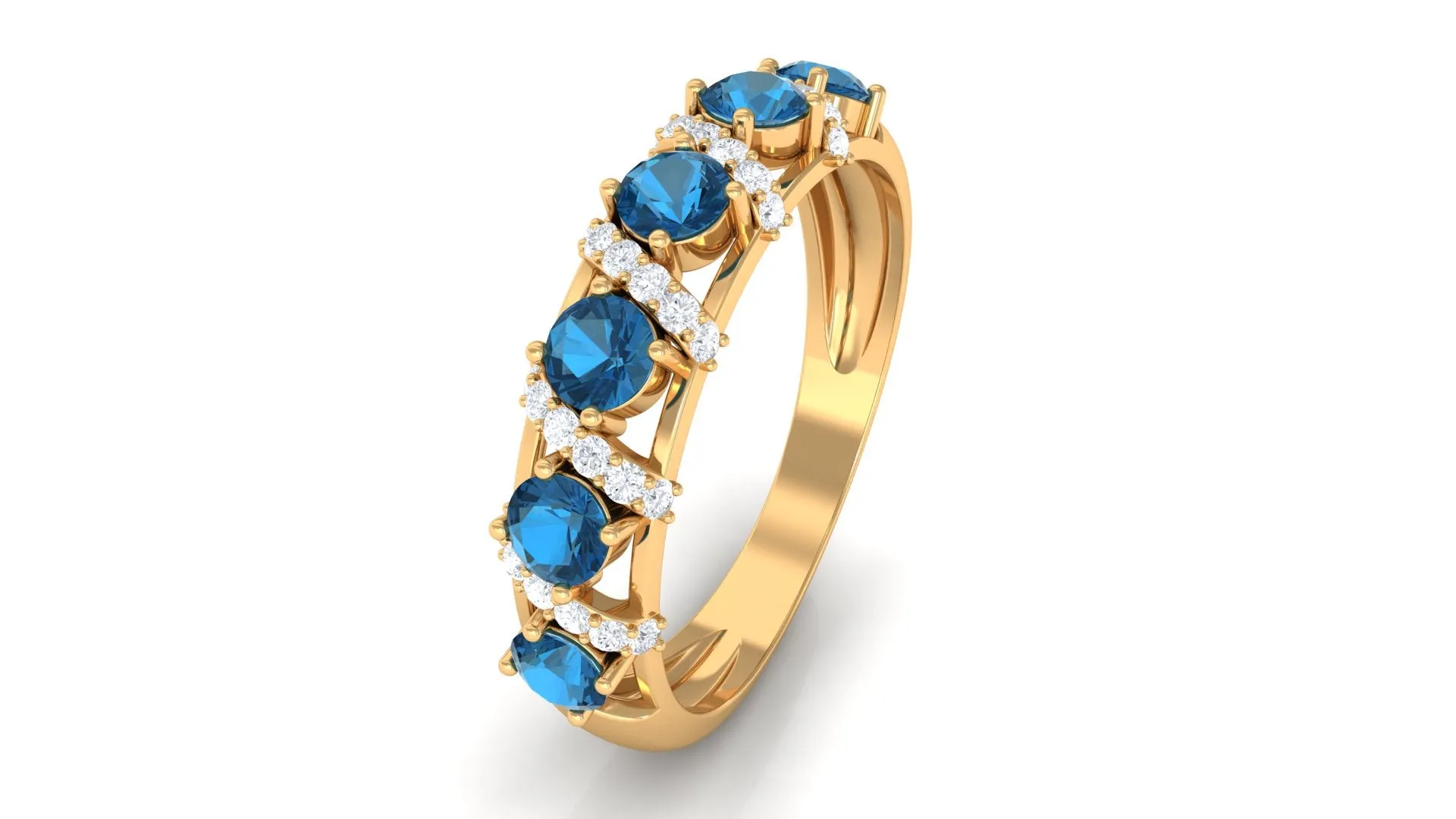 London Blue Topaz and Diamond Designer Anniversary Ring