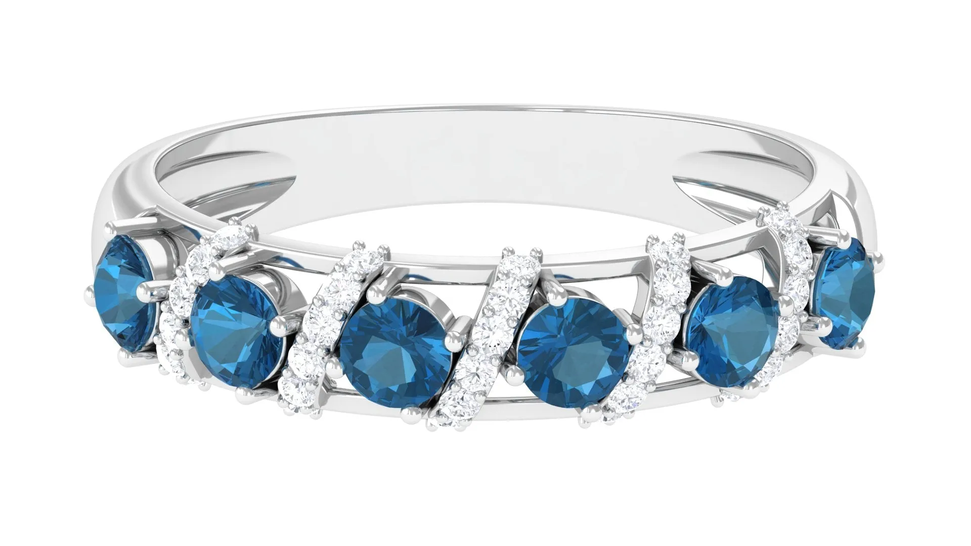 London Blue Topaz and Diamond Designer Anniversary Ring