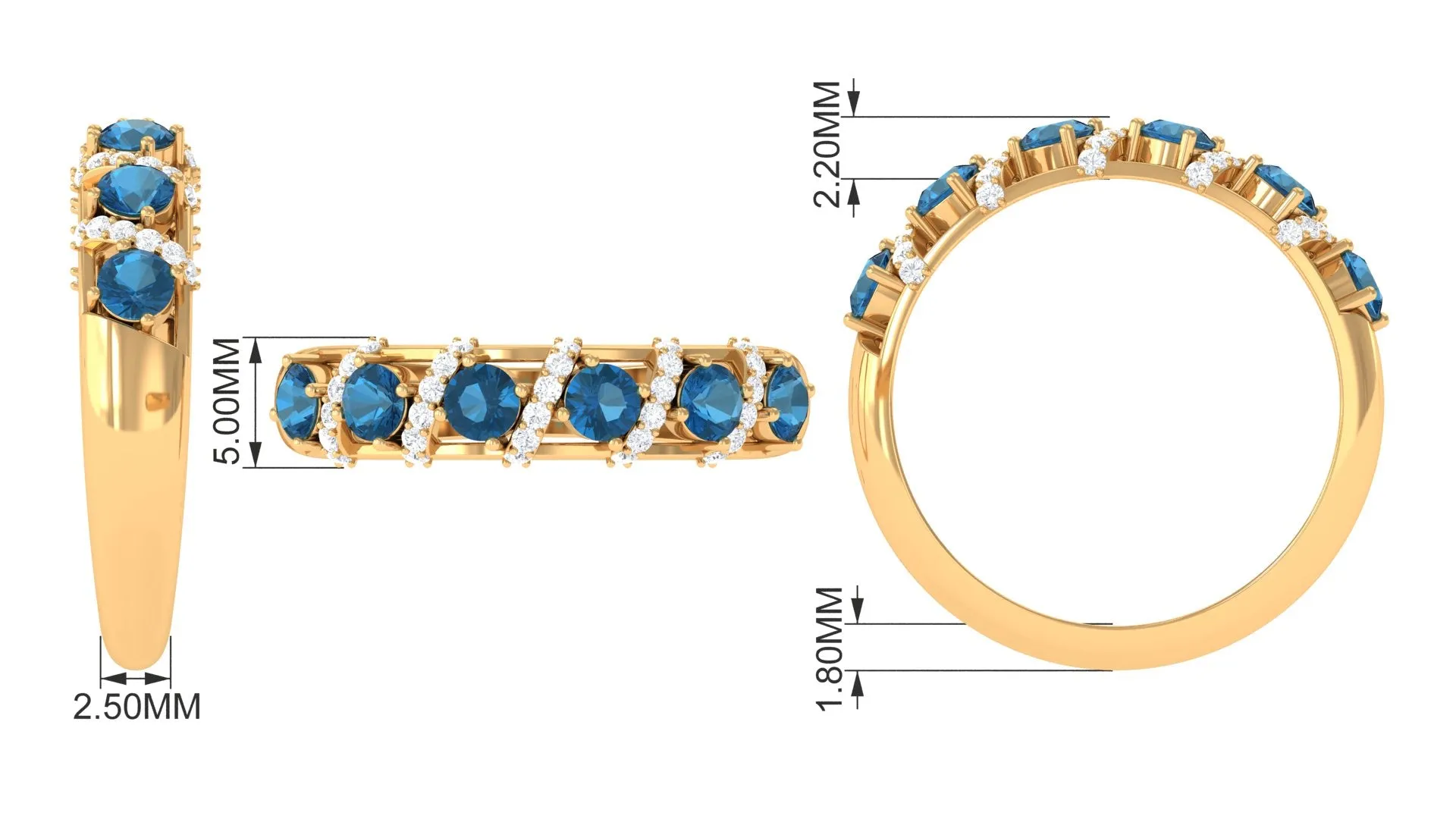 London Blue Topaz and Diamond Designer Anniversary Ring