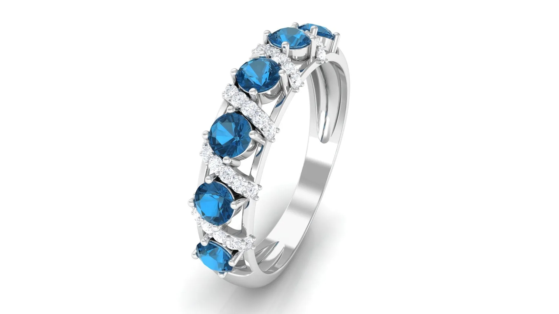 London Blue Topaz and Diamond Designer Anniversary Ring