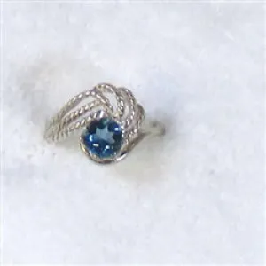 London Blue Topaz Gemstone Brilliant Cut Silver Ring Size 6