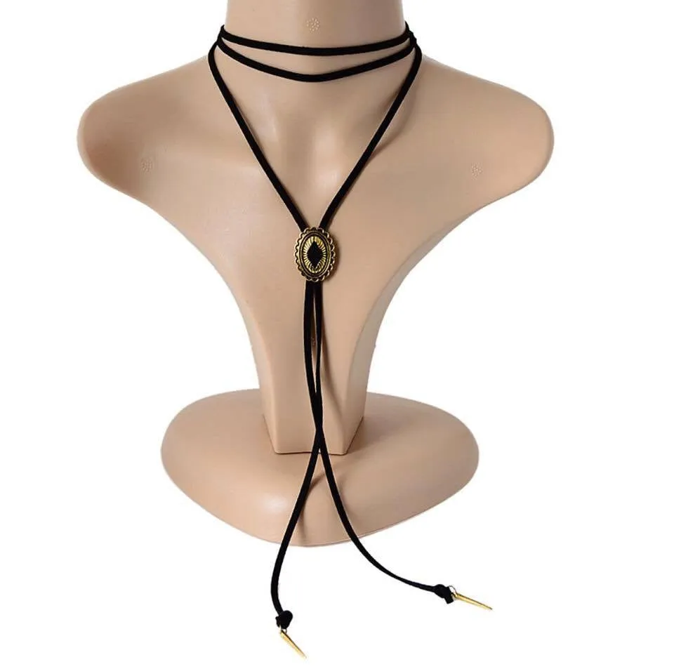 Long  Vintage Retro Multilayer Black Velvet Chokers Necklace