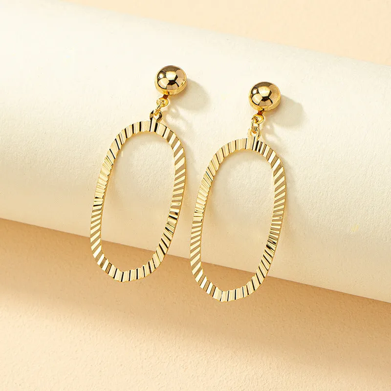 Luxury European and American Style Metal Texture Geometric Earrings