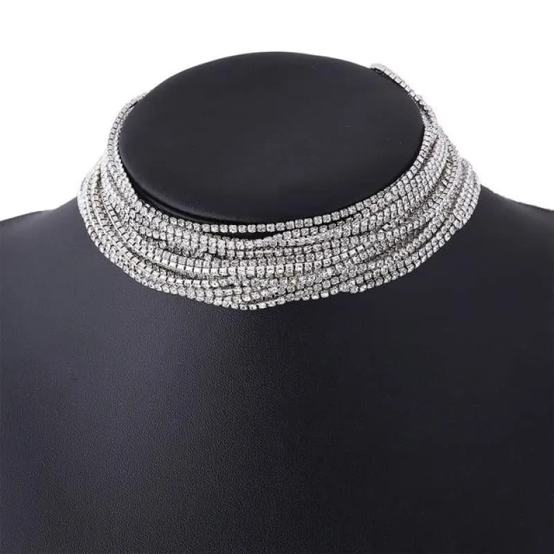 Luxury Rhinestone Choker Crystal Multilayer Wedding Choker