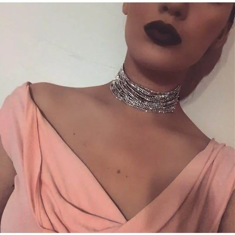 Luxury Rhinestone Choker Crystal Multilayer Wedding Choker