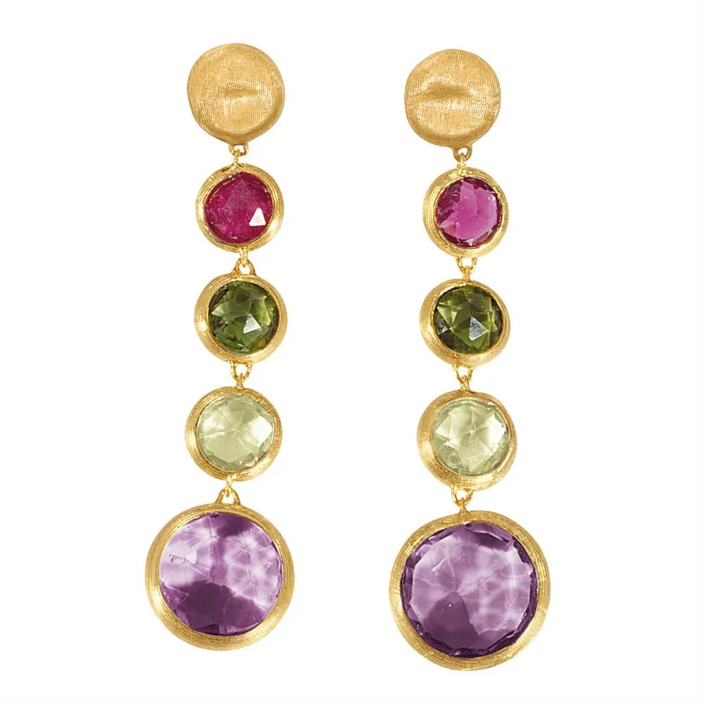 Marco Bicego Jaipur Yellow Gold Single Strand Dangle Gemstone Earrings OB901 MIX01Y