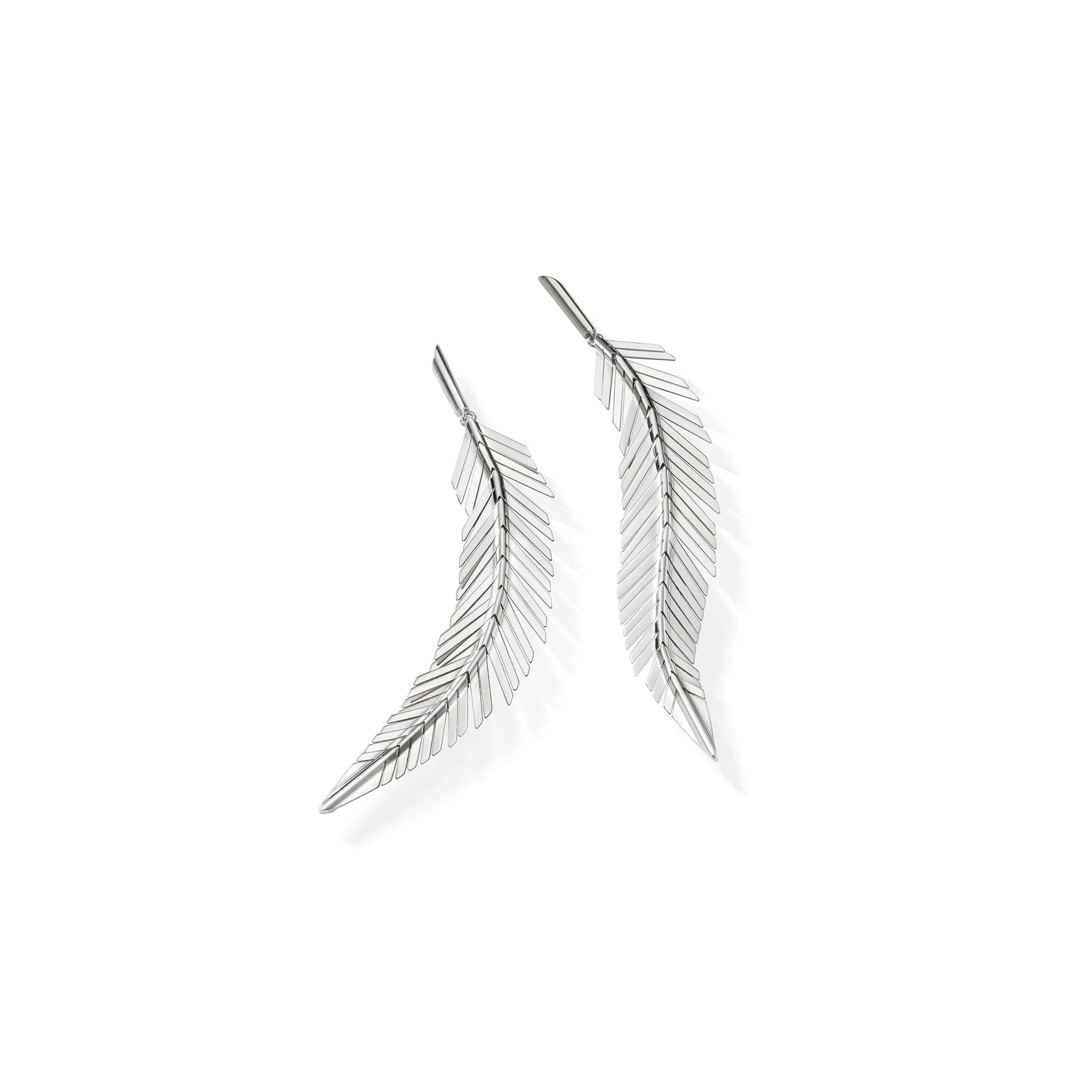 Medium White Gold Feather Earrings