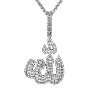 Mens Baguette Muslim Islamic Allah Icy Hip Hop Pendant