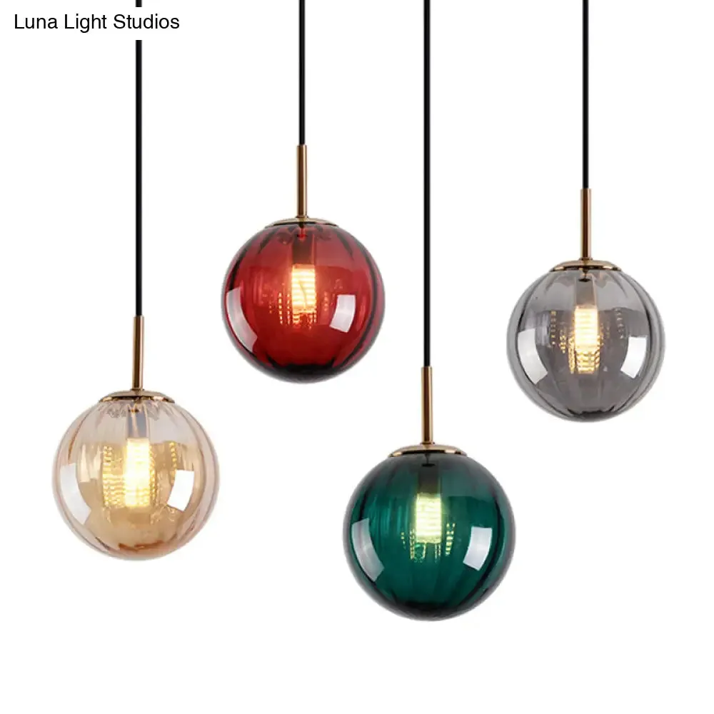 Mid-Century Brass Glass Pendant Light Kit - Restaurant Drop Design