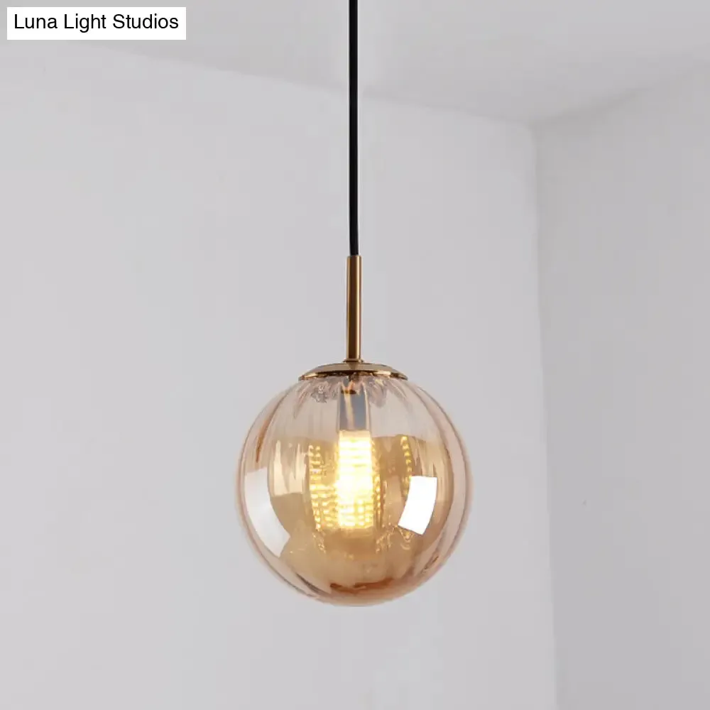 Mid-Century Brass Glass Pendant Light Kit - Restaurant Drop Design