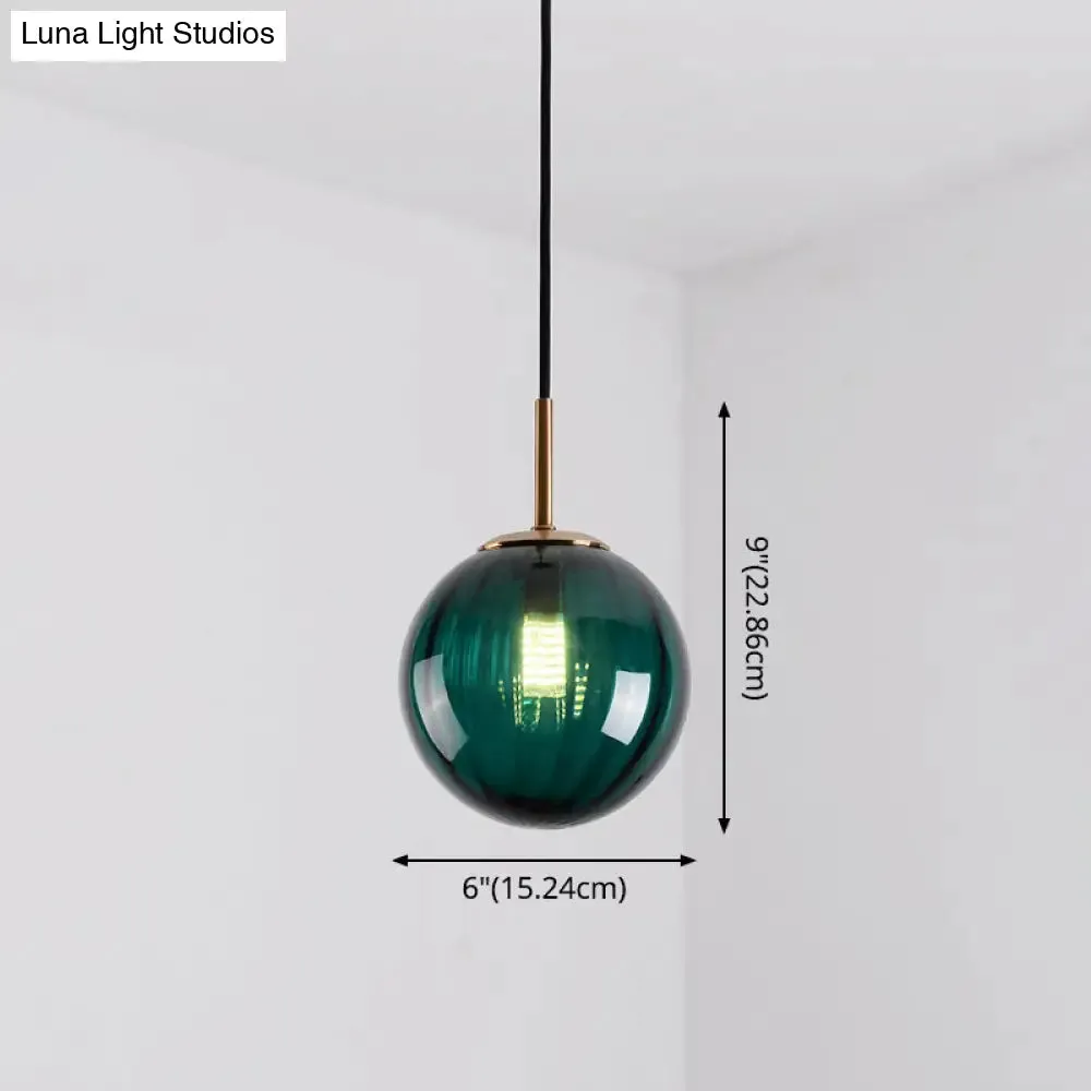 Mid-Century Brass Glass Pendant Light Kit - Restaurant Drop Design