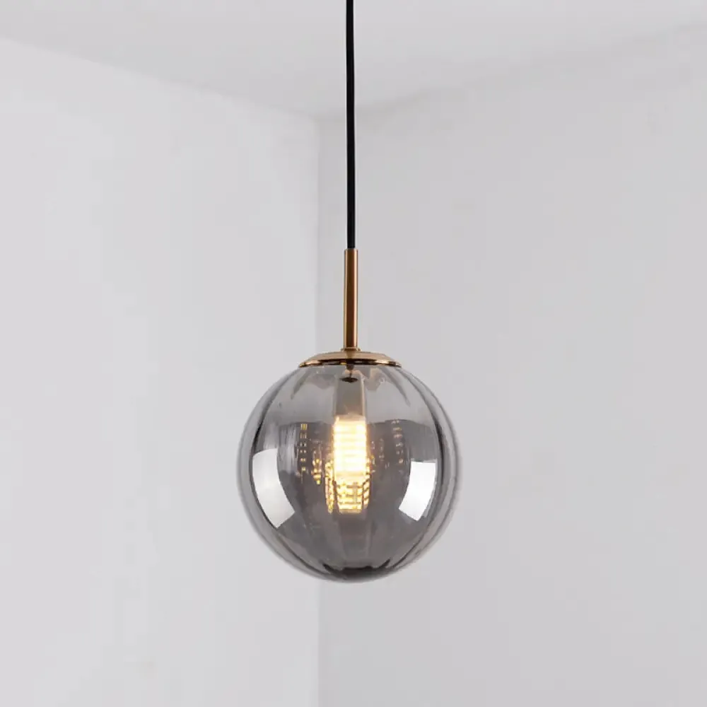 Mid-Century Brass Glass Pendant Light Kit - Restaurant Drop Design