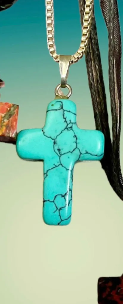 Mini Gemstone Cross Pendants